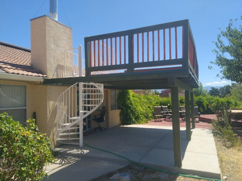 Multi-level wood deck built for a backyard in Albuquerque, NM