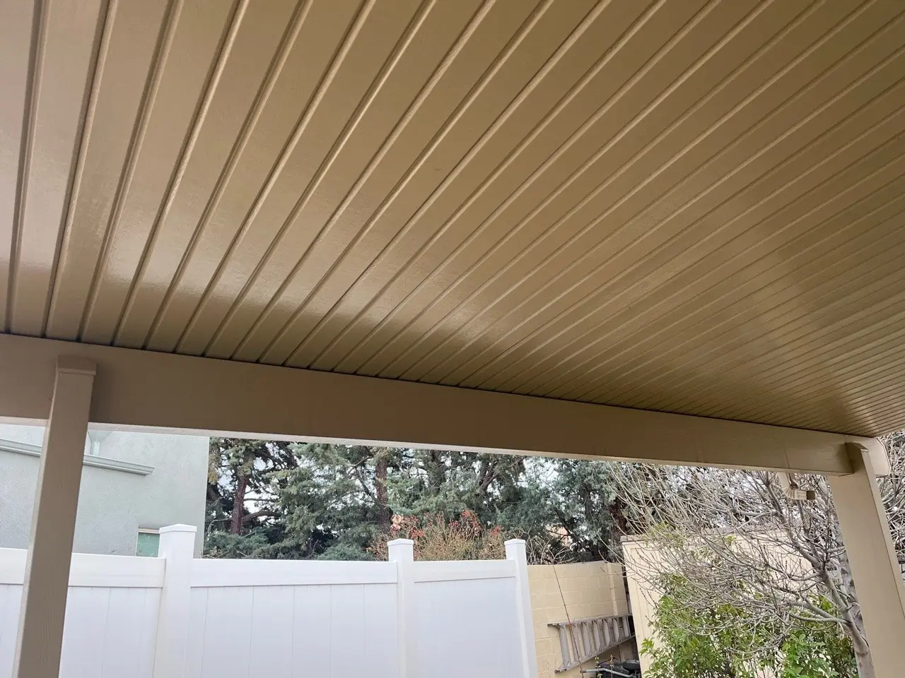 Aluminum patio cover with clean modern lines on an Albuquerque home