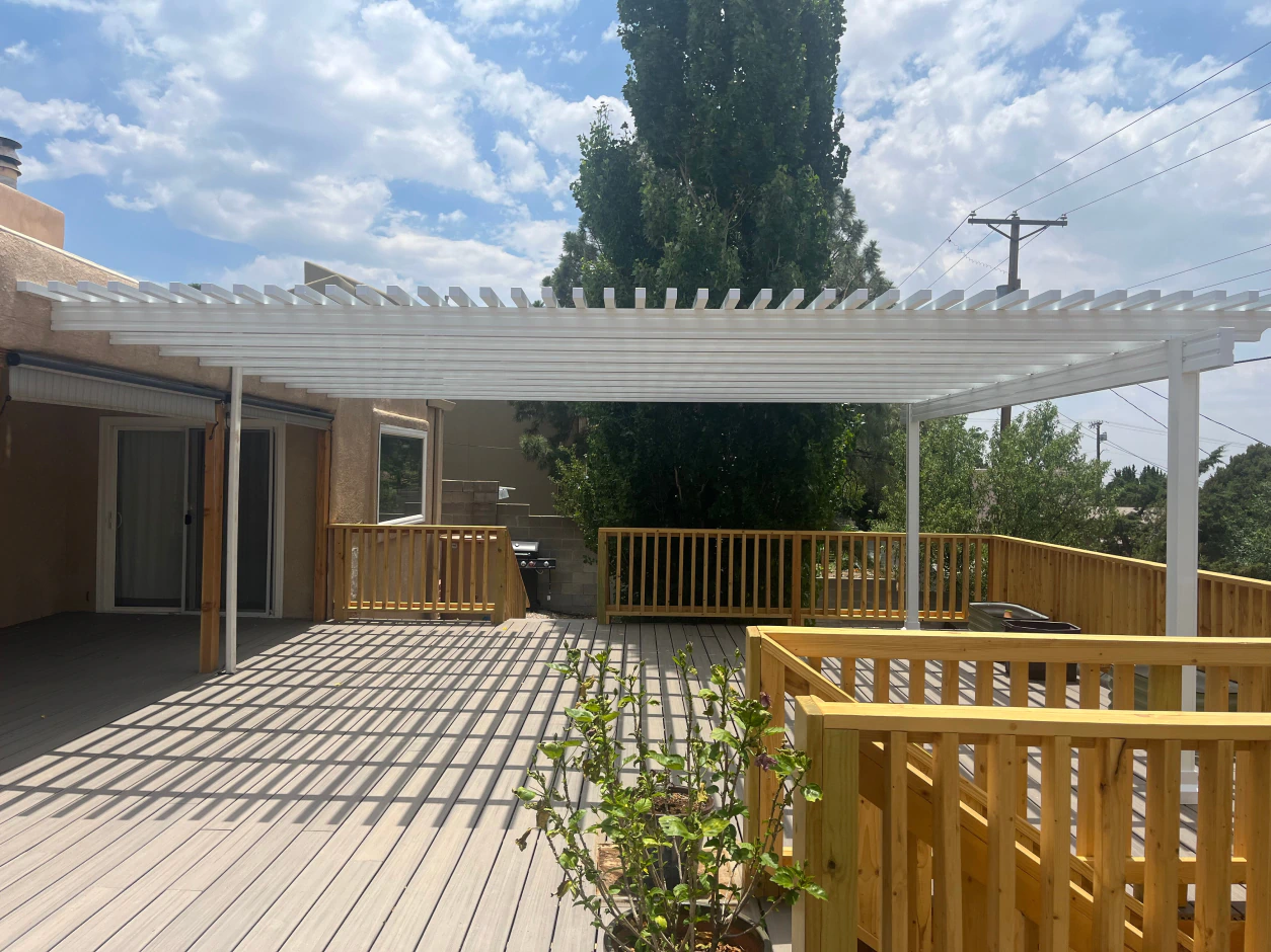 Rebuilt and restored backyard deck in Albuquerque, NM after repair